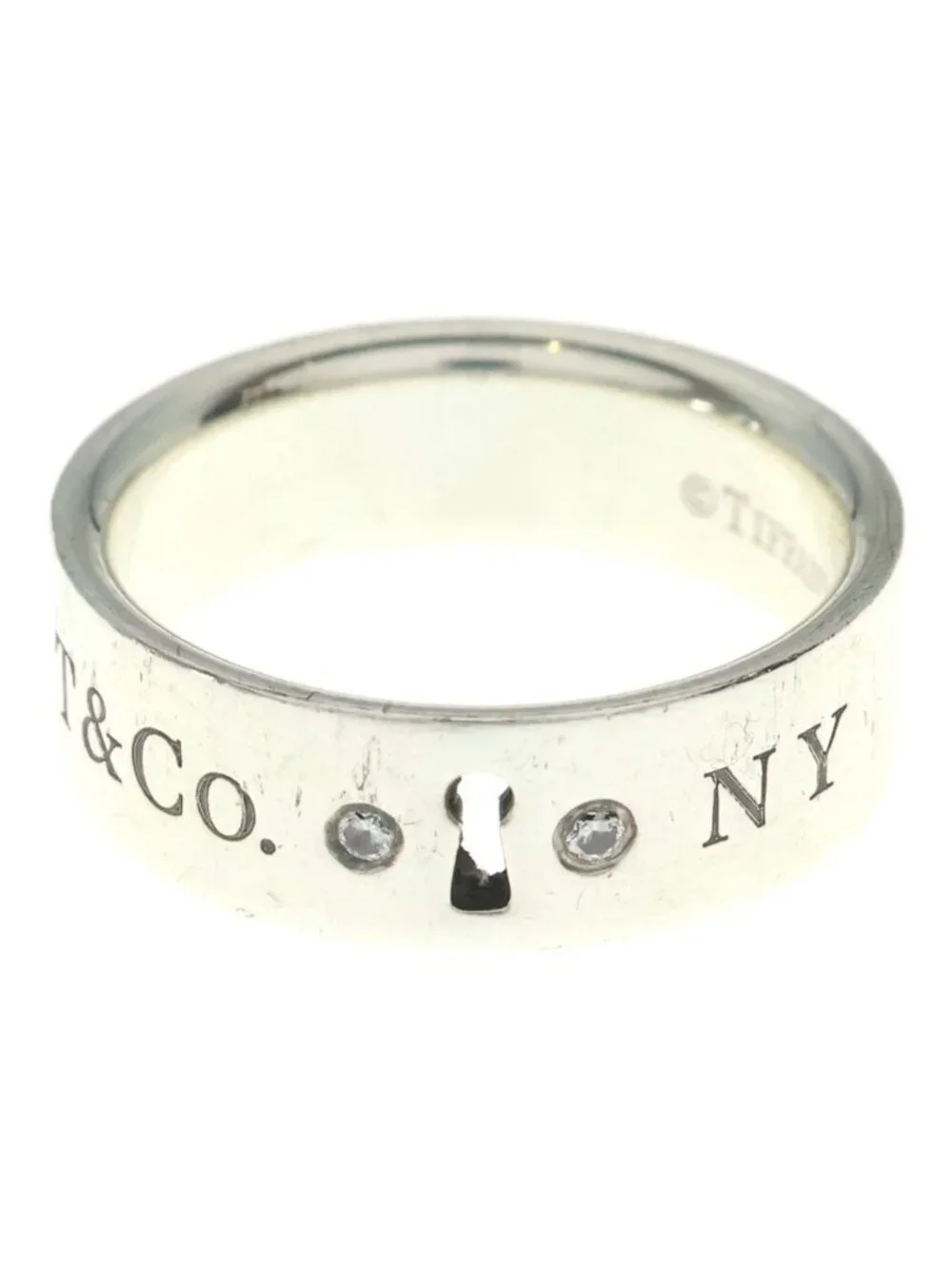 Tiffany & Co New York Clock Keyhole Ring Silver